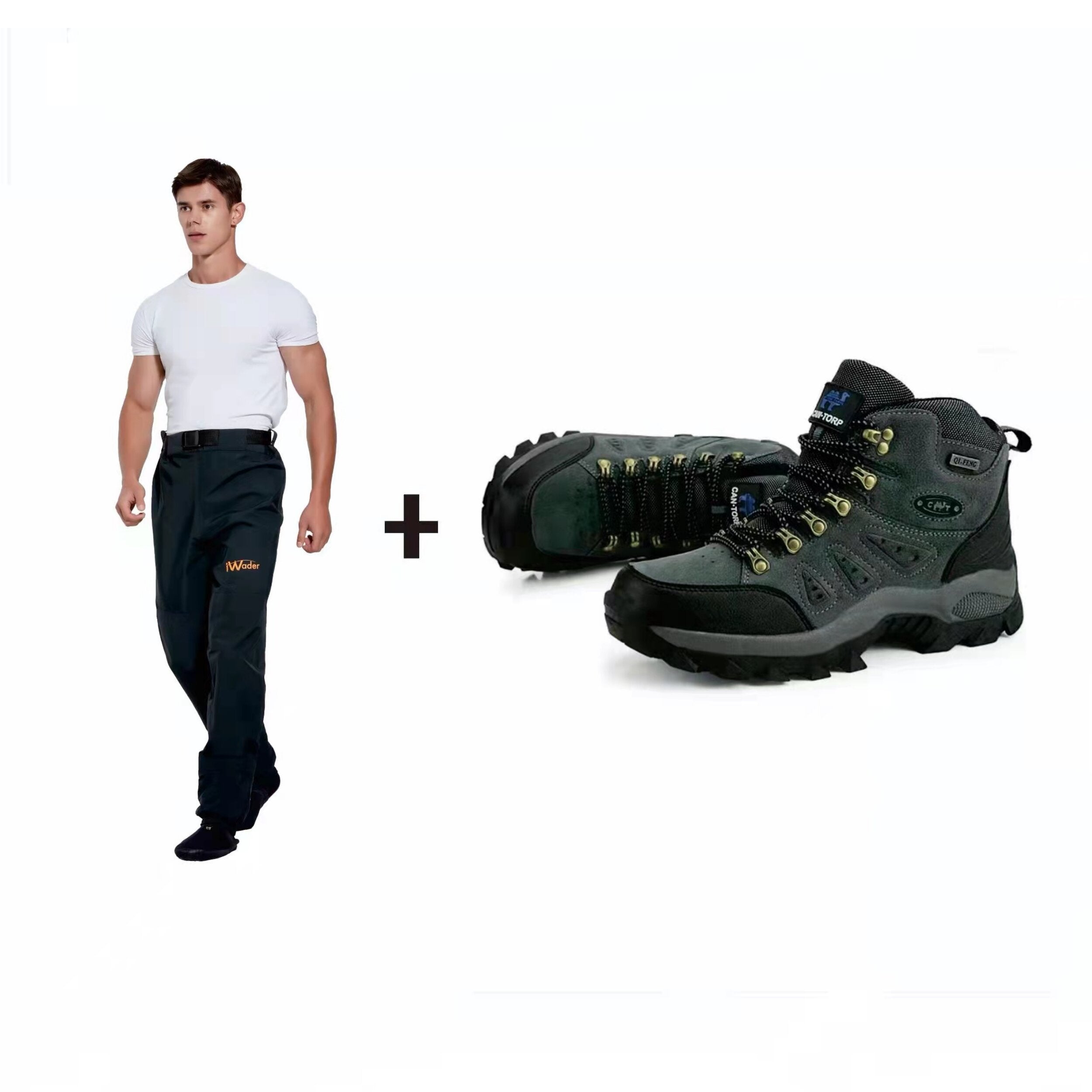 iWader B2 Warrior Waders W7 Wading Boots Rubber Sole XXL Boot 48 Black Regular